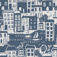 CLARKE AND CLARKE F1196/03.CAC.0 WATERSIDE NAVY Fabric - Eade's Wallpaper