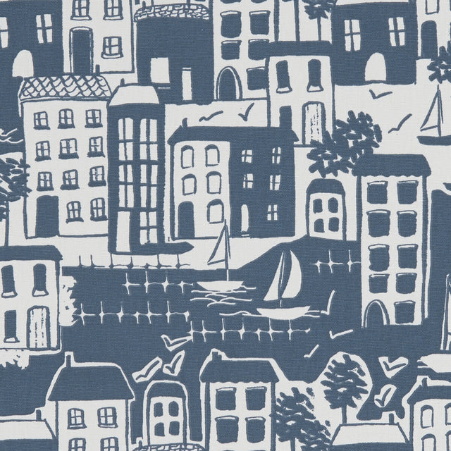 CLARKE AND CLARKE F1196/03.CAC.0 WATERSIDE NAVY Fabric - Eade's Wallpaper