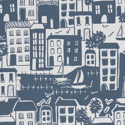 CLARKE AND CLARKE F1196/03.CAC.0 WATERSIDE NAVY Fabric - Eade's Wallpaper