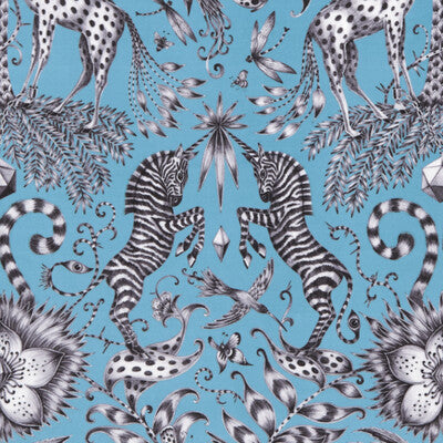 CLARKE AND CLARKE F1210/01.CAC.0 KRUGER VELVET TEAL Fabric - Eade's Wallpaper