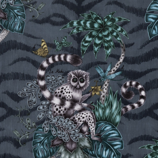 CLARKE AND CLARKE F1211/01.CAC.0 LEMUR VELVET NAVY Fabric - Eade's Wallpaper