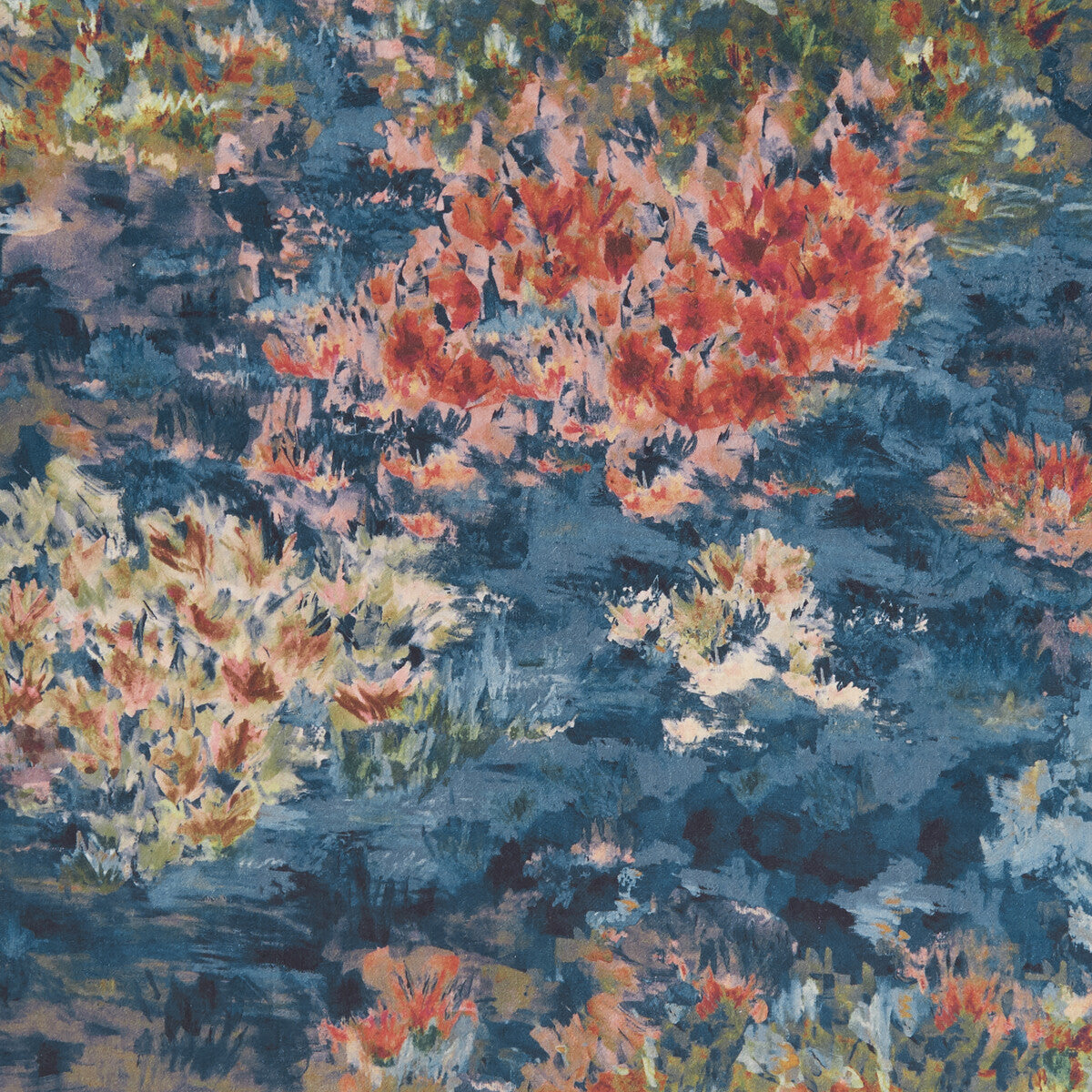 CLARKE AND CLARKE F1298/03.CAC.0 FIORE MIDNIGHT/SPICE Fabric - Eade's Wallpaper