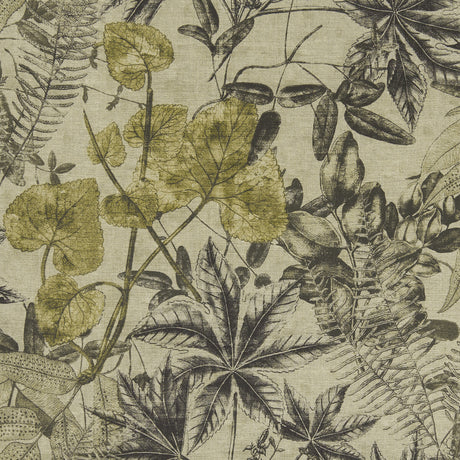 CLARKE AND CLARKE F1301/01.CAC.0 MADAGASCAR CHARCOAL/CHARTEUSE Fabric - Eade's Wallpaper