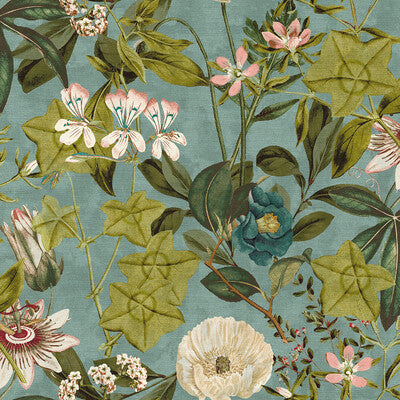 CLARKE AND CLARKE F1304/04.CAC.0 PASSIFLORA MINERAL/BLUSH Fabric - Eade's Wallpaper
