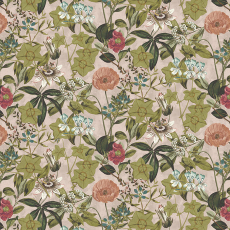CLARKE AND CLARKE F1304/06.CAC.0 PASSIFLORA BLUSH VELVET Fabric - Eade's Wallpaper