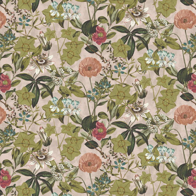 CLARKE AND CLARKE F1304/06.CAC.0 PASSIFLORA BLUSH VELVET Fabric - Eade's Wallpaper