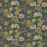 CLARKE AND CLARKE F1304/07.CAC.0 PASSIFLORA EMERALD VELVET Fabric - Eade's Wallpaper