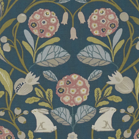 CLARKE AND CLARKE F1314/06.CAC.0 FORESTER TEAL/BLUSH Fabric - Eade's Wallpaper