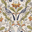 CLARKE AND CLARKE F1316/01.CAC.0 ORCHARD BIRDS BIRDS DENIM/SPICE Fabric - Eade's Wallpaper
