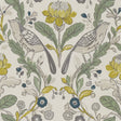 CLARKE AND CLARKE F1316/02.CAC.0 ORCHARD BIRDS BIRDS FOREST/CHARTREUSE Fabric - Eade's Wallpaper