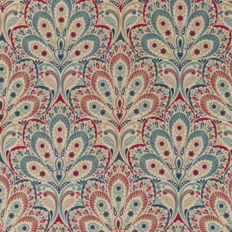 CLARKE AND CLARKE F1332/02.CAC.0 PERSIA DENIM/RASPBERRY Fabric - Eade's Wallpaper