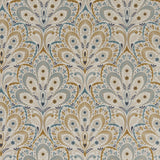 CLARKE AND CLARKE F1332/05.CAC.0 PERSIA TEAL/SPICE Fabric - Eade's Wallpaper