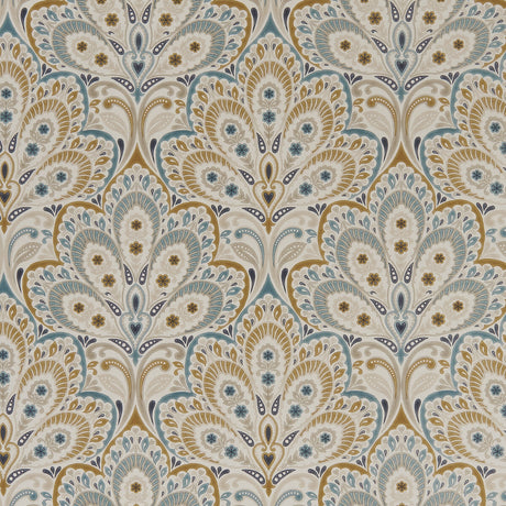 CLARKE AND CLARKE F1332/05.CAC.0 PERSIA TEAL/SPICE Fabric - Eade's Wallpaper