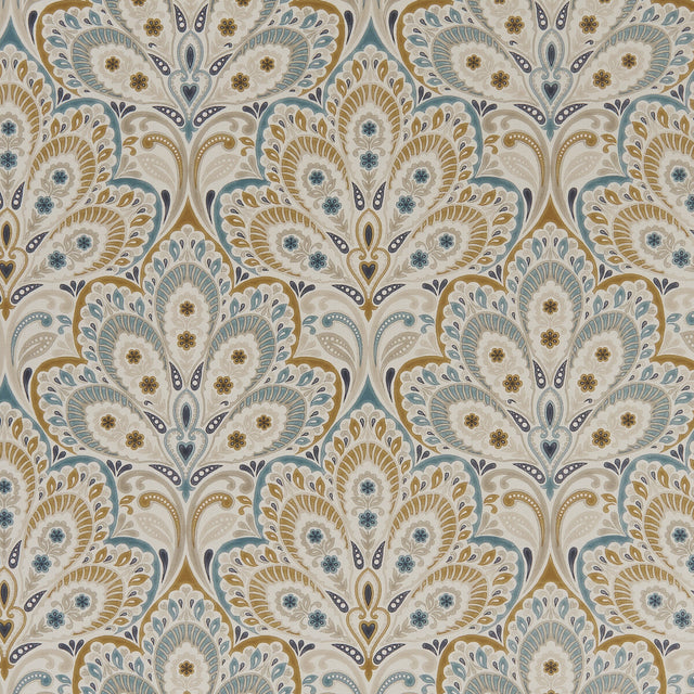 CLARKE AND CLARKE F1332/05.CAC.0 PERSIA TEAL/SPICE Fabric - Eade's Wallpaper