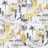 CLARKE AND CLARKE F1368/02.CAC.0 MARRAKECH CHARCOAL/OCHRE Fabric - Eade's Wallpaper