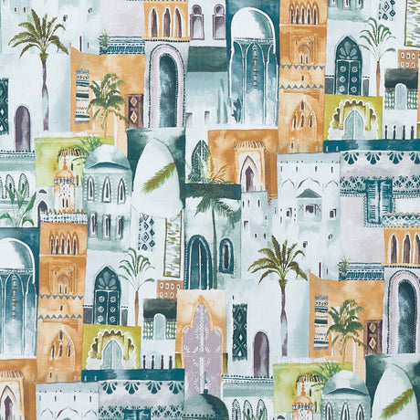 CLARKE AND CLARKE F1368/04.CAC.0 MARRAKECH TEAL/SPICE Fabric - Eade's Wallpaper