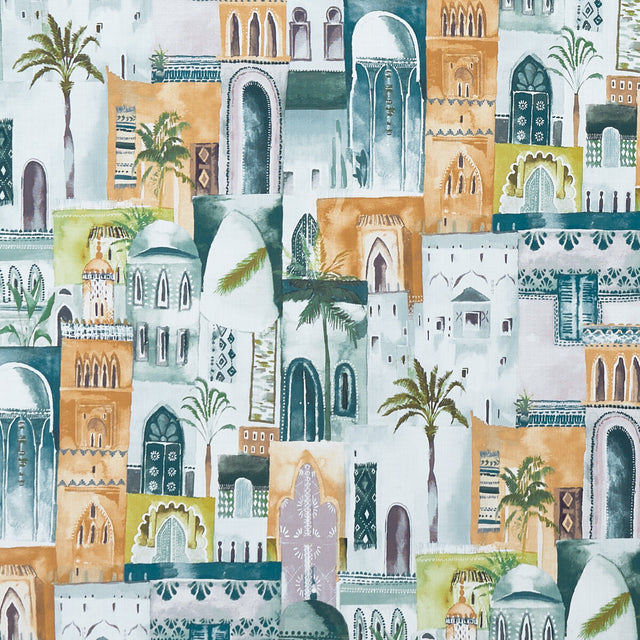 CLARKE AND CLARKE F1368/04.CAC.0 MARRAKECH TEAL/SPICE Fabric - Eade's Wallpaper