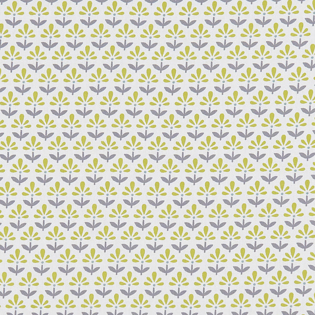 CLARKE AND CLARKE F1373/03.CAC.0 FLEUR CHARTREUSE/CHARCOAL Fabric - Eade's Wallpaper
