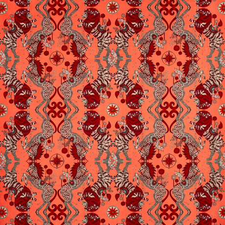 CLARKE AND CLARKE F1474/01.CAC.0 CASPIAN VELVET CORAL Fabric - Eade's Wallpaper