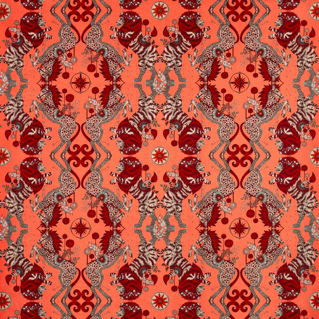 CLARKE AND CLARKE F1474/01.CAC.0 CASPIAN VELVET CORAL Fabric - Eade's Wallpaper