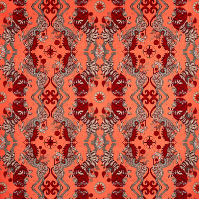 CLARKE AND CLARKE F1474/01.CAC.0 CASPIAN VELVET CORAL Fabric - Eade's Wallpaper