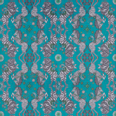 CLARKE AND CLARKE F1474/03.CAC.0 CASPIAN VELVET TEAL Fabric - Eade's Wallpaper