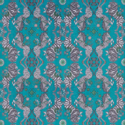 CLARKE AND CLARKE F1474/03.CAC.0 CASPIAN VELVET TEAL Fabric - Eade's Wallpaper