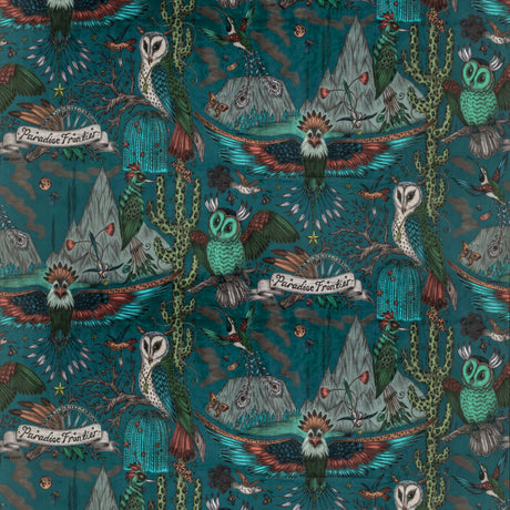 CLARKE AND CLARKE F1476/01.CAC.0 FRONTIER VELVET TEAL Fabric - Eade's Wallpaper