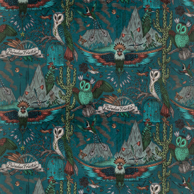 CLARKE AND CLARKE F1476/01.CAC.0 FRONTIER VELVET TEAL Fabric - Eade's Wallpaper