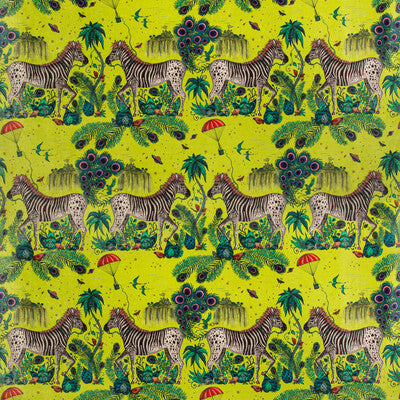 CLARKE AND CLARKE F1477/01.CAC.0 LOST WORLD VELVET LIME Fabric - Eade's Wallpaper
