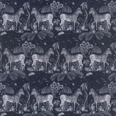 CLARKE AND CLARKE F1477/02.CAC.0 LOSTWORLD NAVY Fabric - Eade's Wallpaper