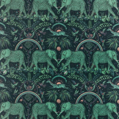 CLARKE AND CLARKE F1481/02.CAC.0 ZAMBEZI VELVET TEAL Fabric - Eade's Wallpaper