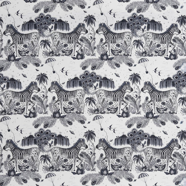 CLARKE AND CLARKE F1484/01.CAC.0 LOST WORLD SATIN BLUE Fabric - Eade's Wallpaper