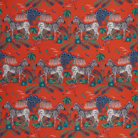 CLARKE AND CLARKE F1484/02.CAC.0 LOST WORLD SATIN RED Fabric - Eade's Wallpaper