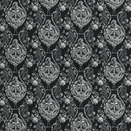 CLARKE AND CLARKE F1486/01.CAC.0 SILVERBACK SATIN BLACK Fabric - Eade's Wallpaper