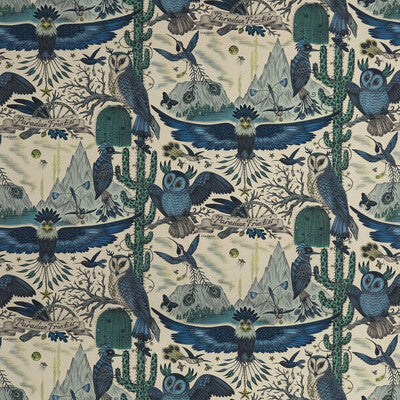 CLARKE AND CLARKE F1489/01.CAC.0 FRONTIER LINEN BLUE Fabric - Eade's Wallpaper