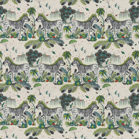 CLARKE AND CLARKE F1491/01.CAC.0 LOST WORLD LINEN GREEN Fabric - Eade's Wallpaper