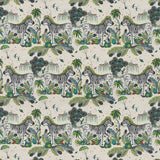 CLARKE AND CLARKE F1491/01.CAC.0 LOST WORLD LINEN GREEN Fabric - Eade's Wallpaper