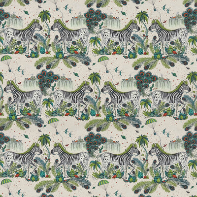 CLARKE AND CLARKE F1491/01.CAC.0 LOST WORLD LINEN GREEN Fabric - Eade's Wallpaper