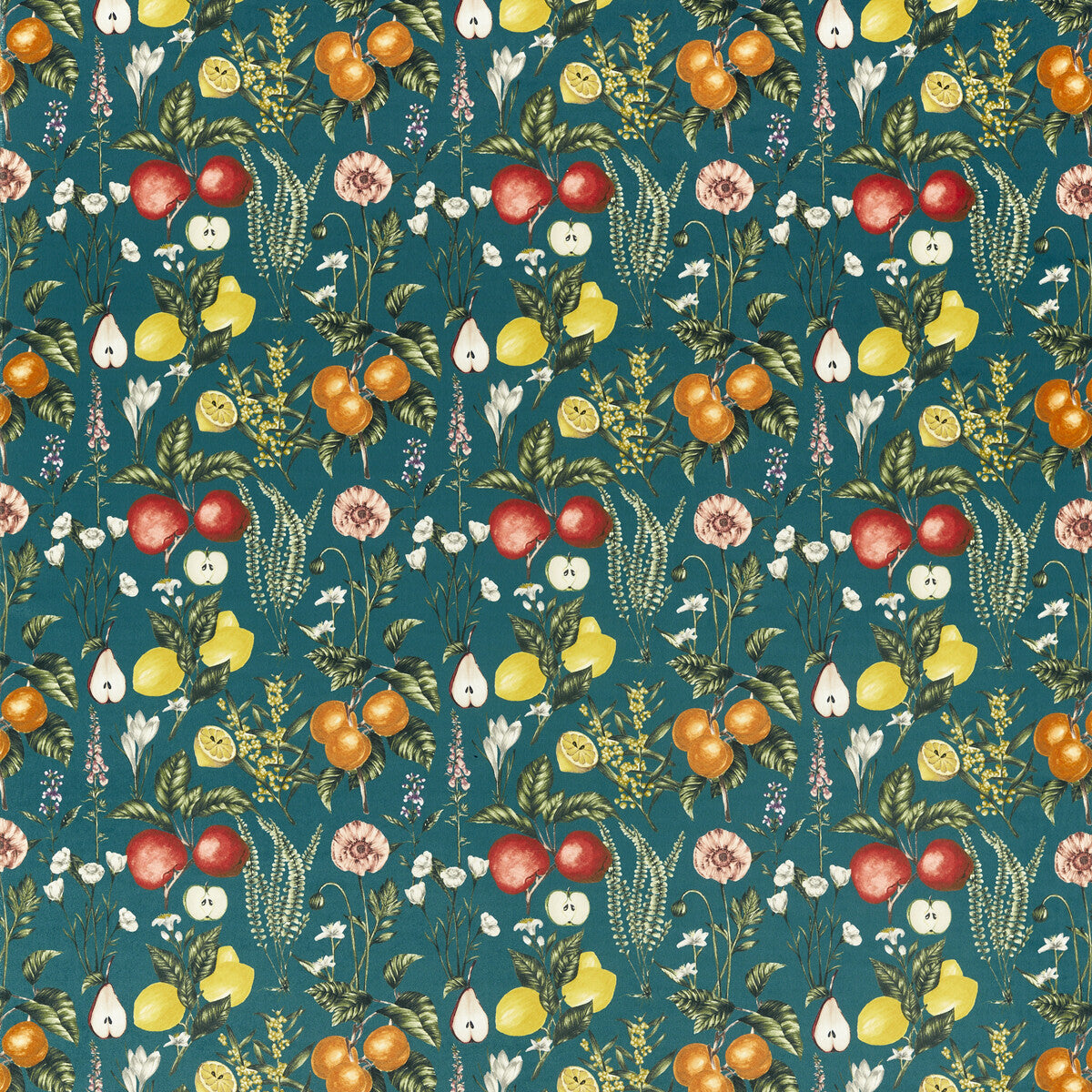 CLARKE AND CLARKE F1510/02.CAC.0 SORENTO TEAL VELVET Fabric - Eade's Wallpaper