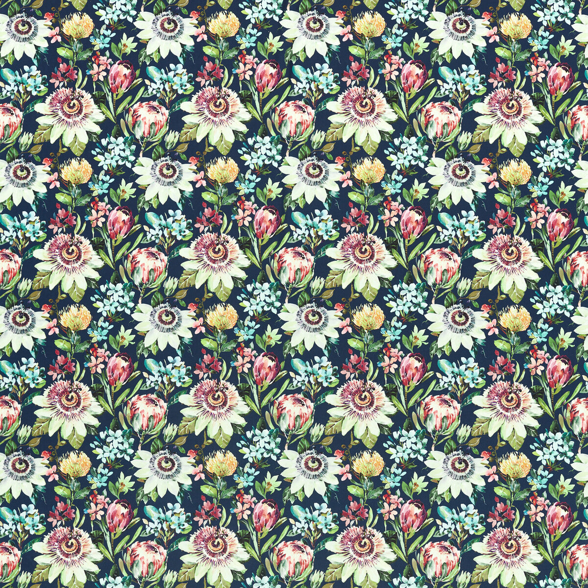 CLARKE AND CLARKE F1520/01.CAC.0 PARADISE MIDNIGHT VELVET Fabric - Eade's Wallpaper