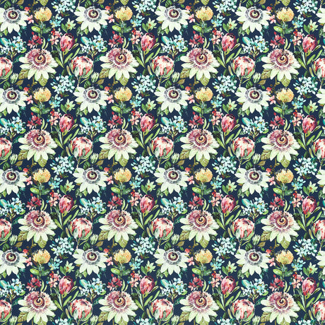 CLARKE AND CLARKE F1520/01.CAC.0 PARADISE MIDNIGHT VELVET Fabric - Eade's Wallpaper