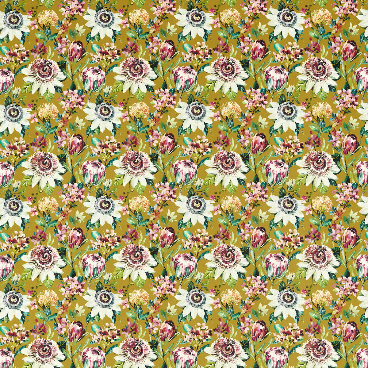 CLARKE AND CLARKE F1520/03.CAC.0 PARADISE OCHRE VELVET Fabric - Eade's Wallpaper