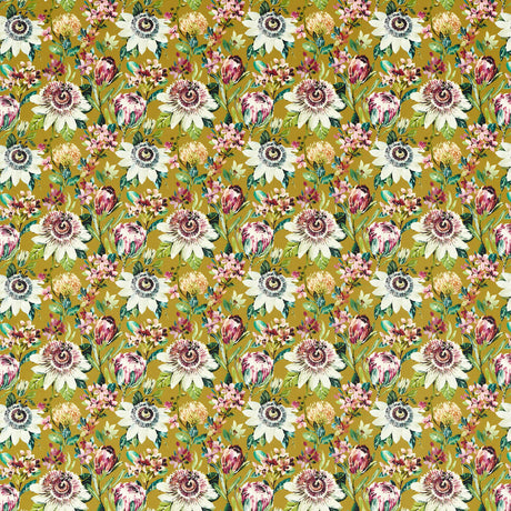 CLARKE AND CLARKE F1520/03.CAC.0 PARADISE OCHRE VELVET Fabric - Eade's Wallpaper