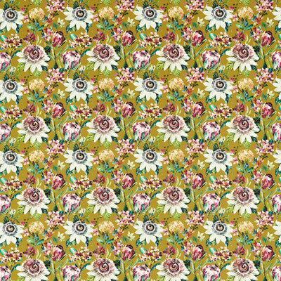 CLARKE AND CLARKE F1520/03.CAC.0 PARADISE OCHRE VELVET Fabric - Eade's Wallpaper