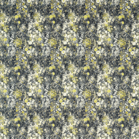 CLARKE AND CLARKE F1539/01.CAC.0 ROSEDENE CHARCOAL/CHARTREUSE Fabric - Eade's Wallpaper
