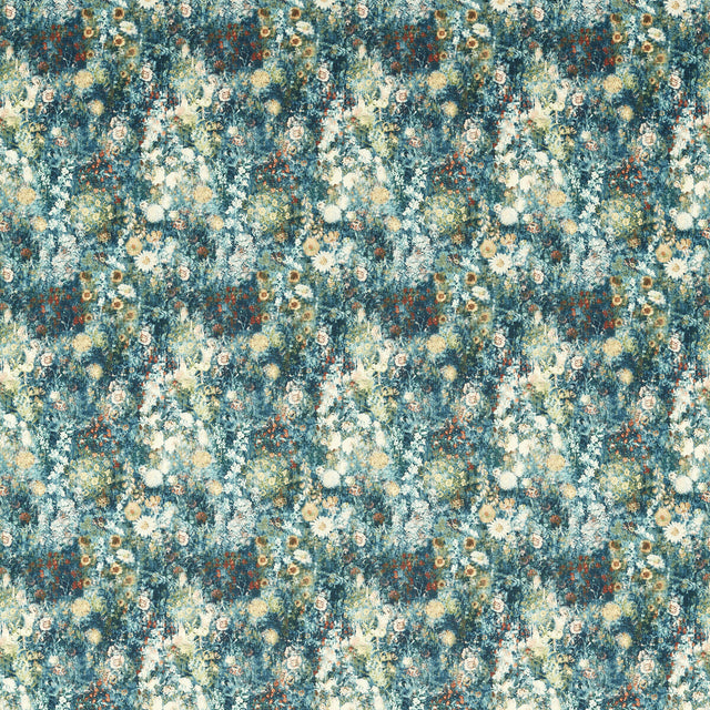 CLARKE AND CLARKE F1539/02.CAC.0 ROSEDENE DENIM/SPICE Fabric - Eade's Wallpaper