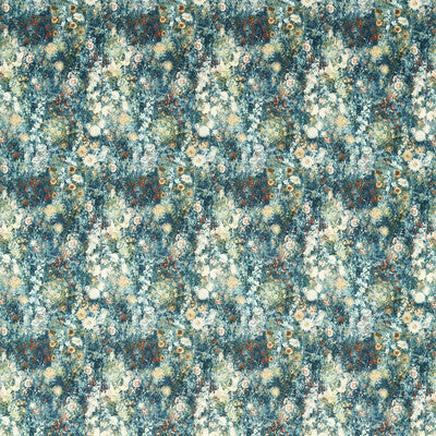 CLARKE AND CLARKE F1539/02.CAC.0 ROSEDENE DENIM/SPICE Fabric - Eade's Wallpaper