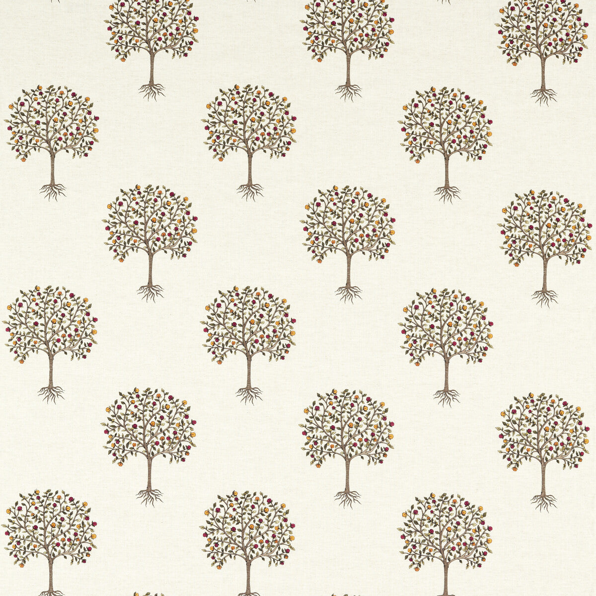 CLARKE AND CLARKE F1541/04.CAC.0 BERGAMOT MULTI/LINEN Fabric - Eade's Wallpaper