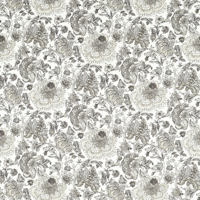 CLARKE AND CLARKE F1542/01.CAC.0 LUCIENNE CHARCOAL/LINEN Fabric - Eade's Wallpaper